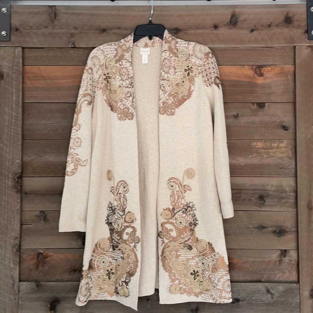 Chico’s Embroidered Sweater Duster - Size 1 Medium